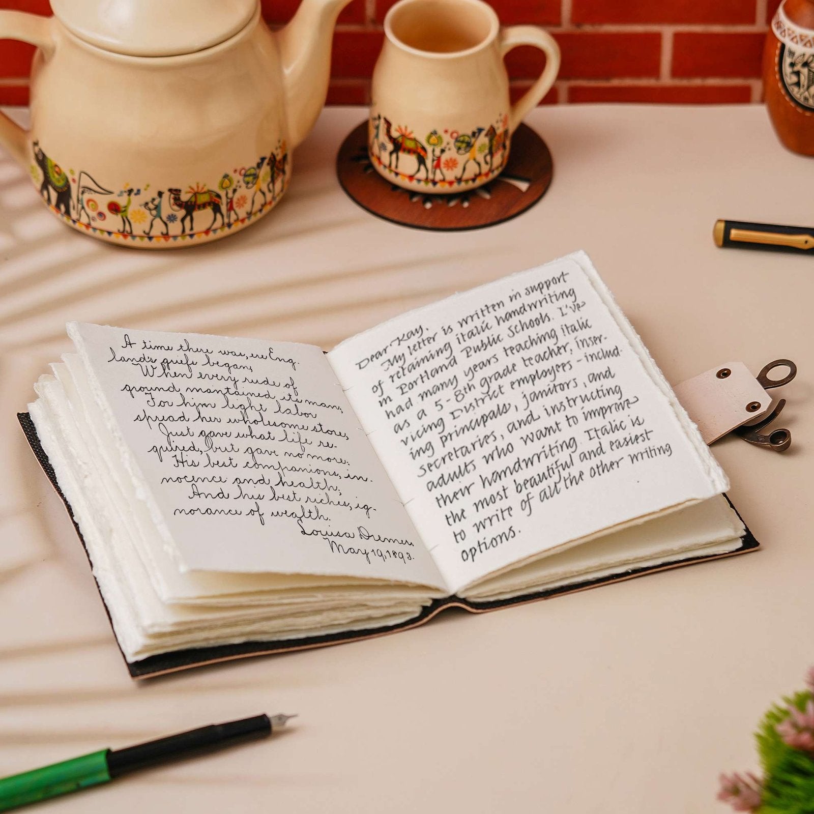 Vintage Handmade Genuine Leather Journal-Premium Antique Lock Closure-200 Handmade White Pages -35 - Navkar Handicrafts