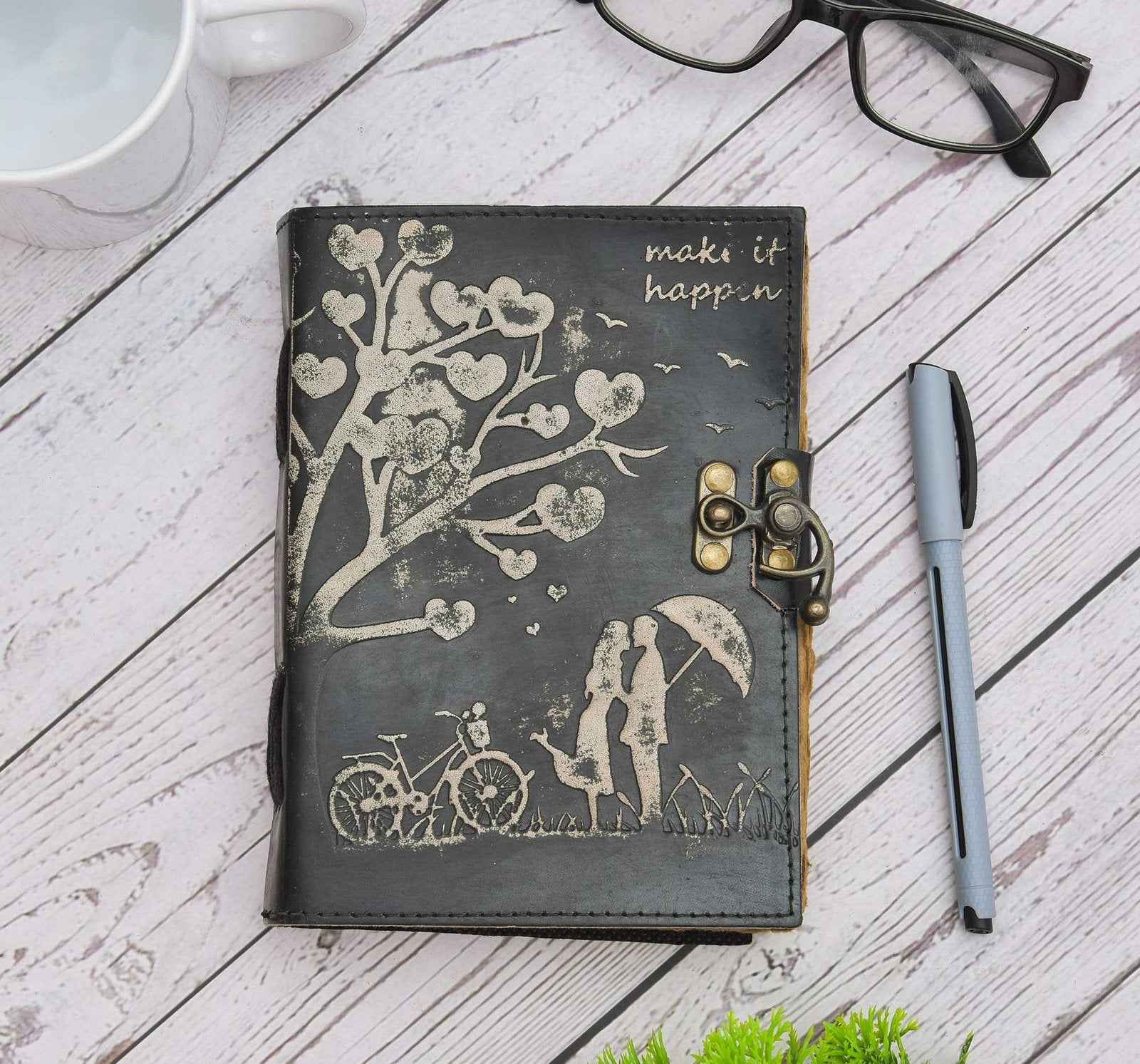 Genuine Leather Diary-Vintage Handmade Leather Journal-Premium Antique LOCK Closure-200 Handmade Deckle Edge Antique Pages -21