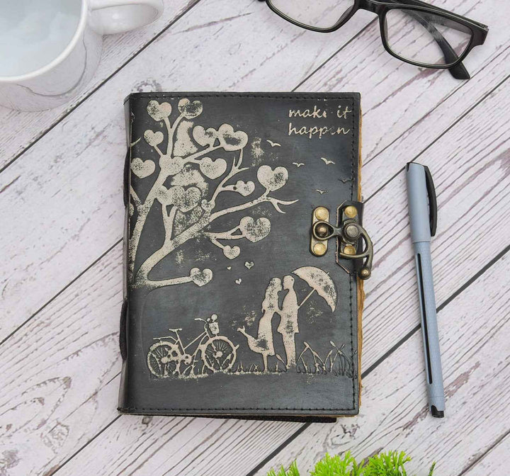 Genuine Leather Diary-Vintage Handmade Leather Journal-Premium Antique LOCK Closure-200 Handmade Deckle Edge Antique Pages -21