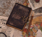 Genuine Leather Diary-Vintage Handmade Leather Journal-Premium Antique LOCK Closure-200 Handmade Deckle Edge Antique Pages -1