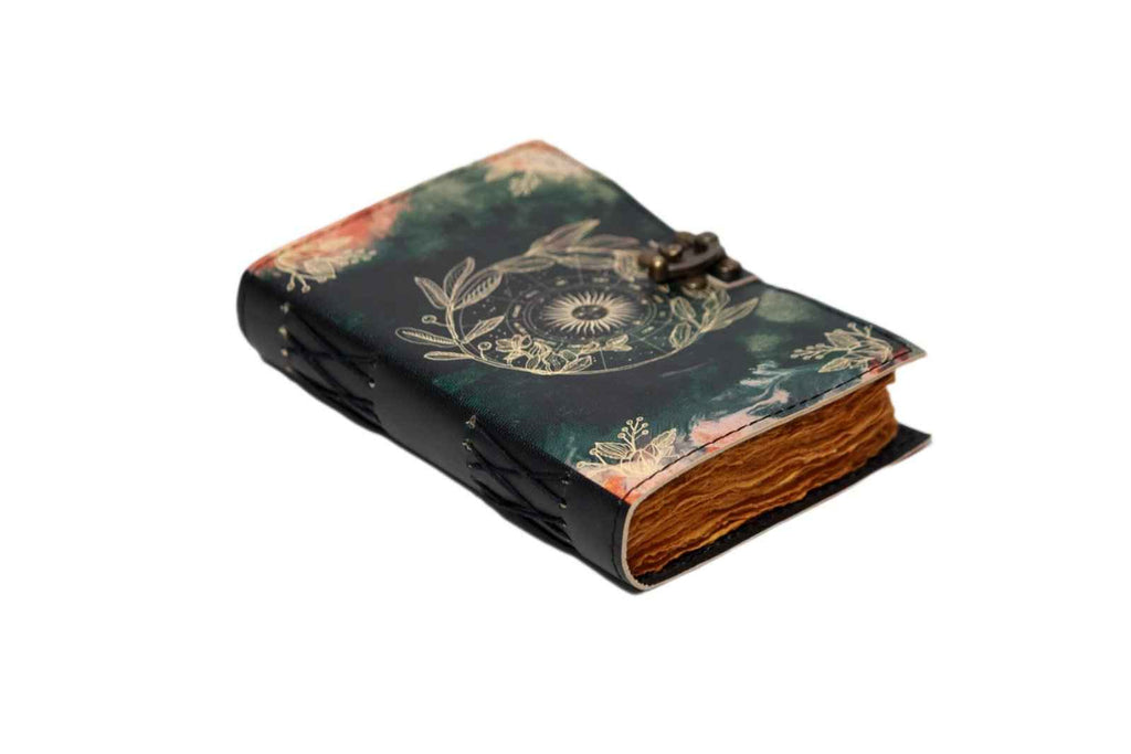 Genuine Leather Diary-Vintage Handmade Leather Journal-Premium Antique LOCK Closure-200 Handmade Deckle Edge Antique Pages -7