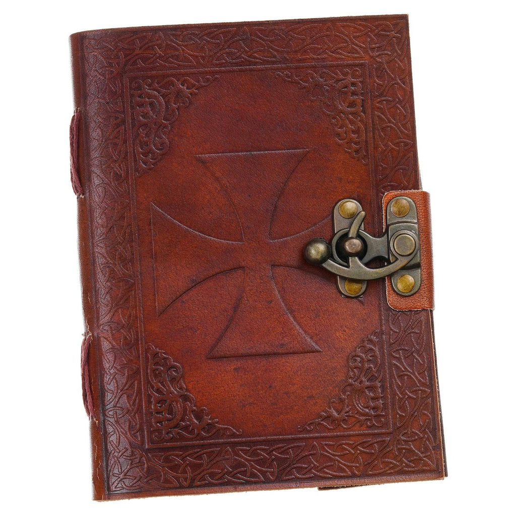 Vintage Handmade Genuine Leather Journal-Premium Antique Lock Closure-200 Handmade White Pages -7 - Navkar Handicrafts