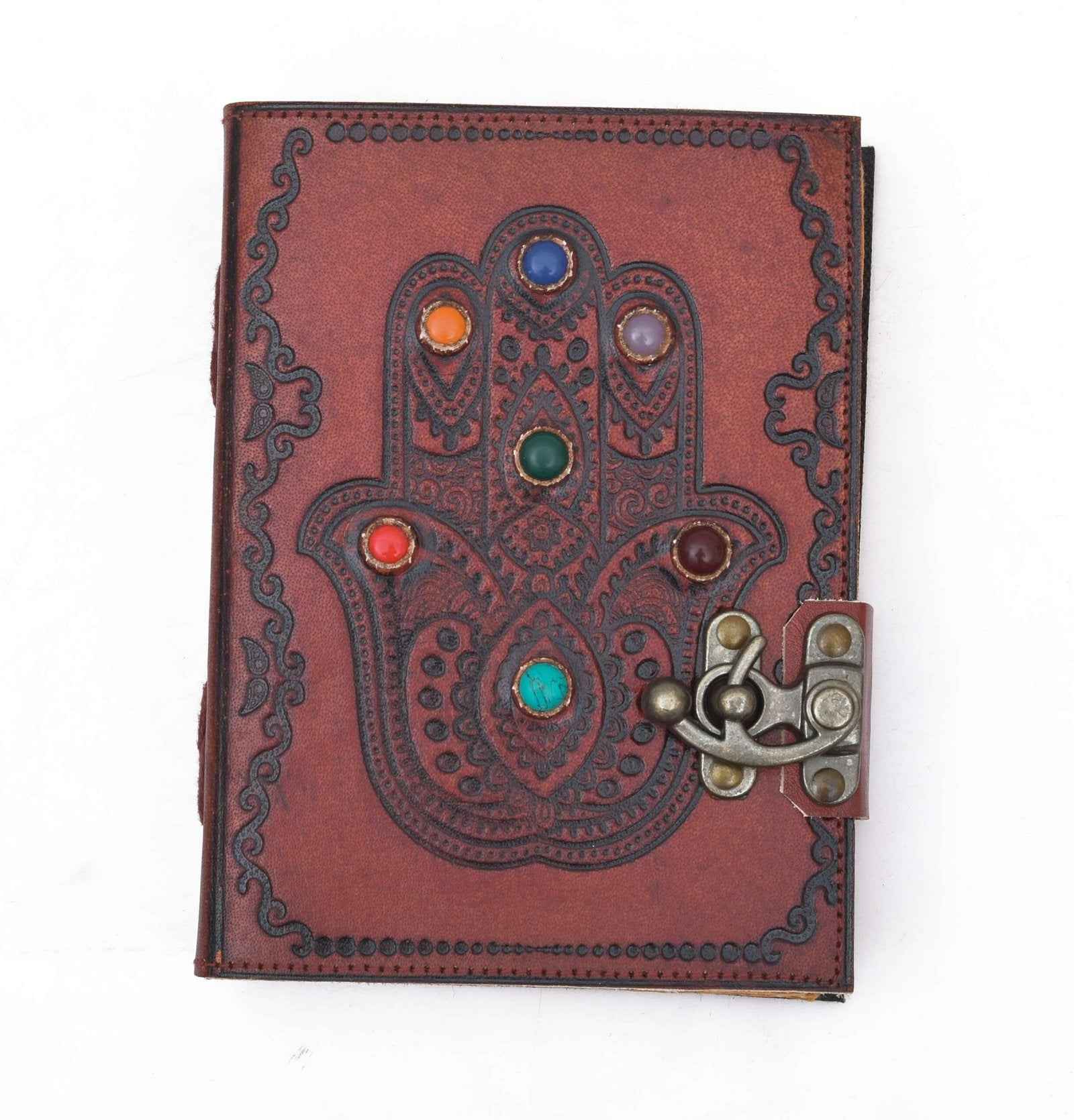 Genuine Leather Diary-Vintage Handmade Leather Journal-Premium Antique LOCK Closure-200 Handmade Deckle Edge Antique Pages -18