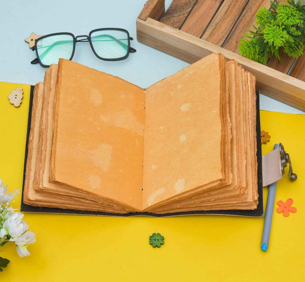 Genuine Leather Diary-Vintage Handmade Leather Journal-Premium Antique LOCK Closure-200 Handmade Deckle Edge Antique Pages -17