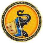 Pichwai Inspired Wall Plate-Cow with Ornamental Bell Artwork (12x12 Inches)