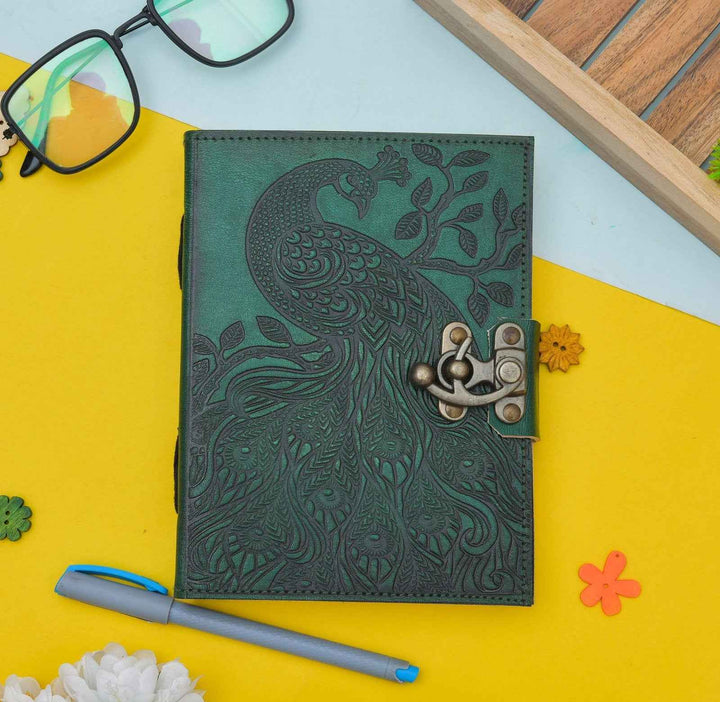 Leather Journal Diary with metal lock vintage Journal handmade 200 pages white unruled|travel Diary|personal journal -11