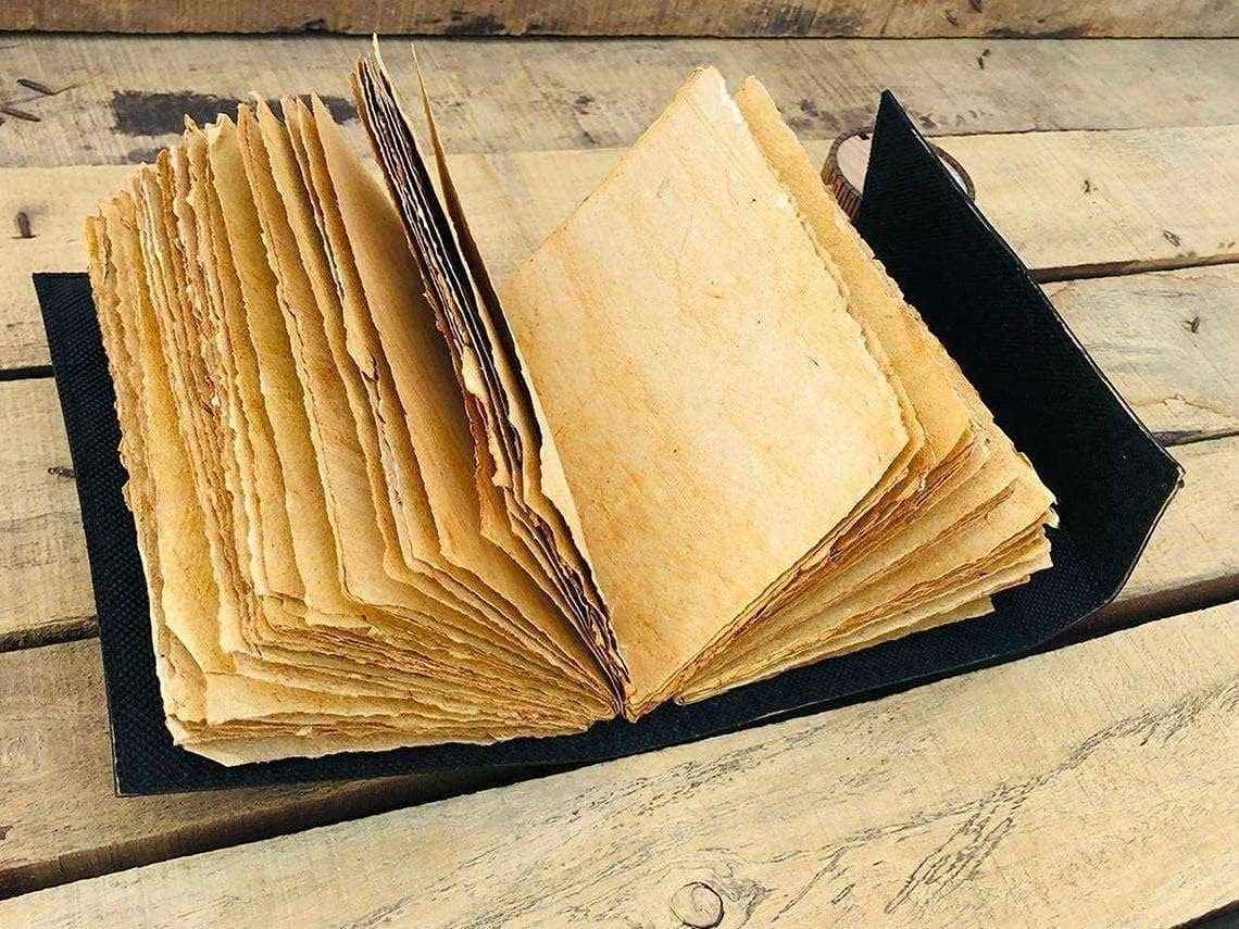 Genuine Leather Diary-Vintage Handmade Leather Journal-Premium Antique LOCK Closure-200 Handmade Deckle Edge Antique Pages -9