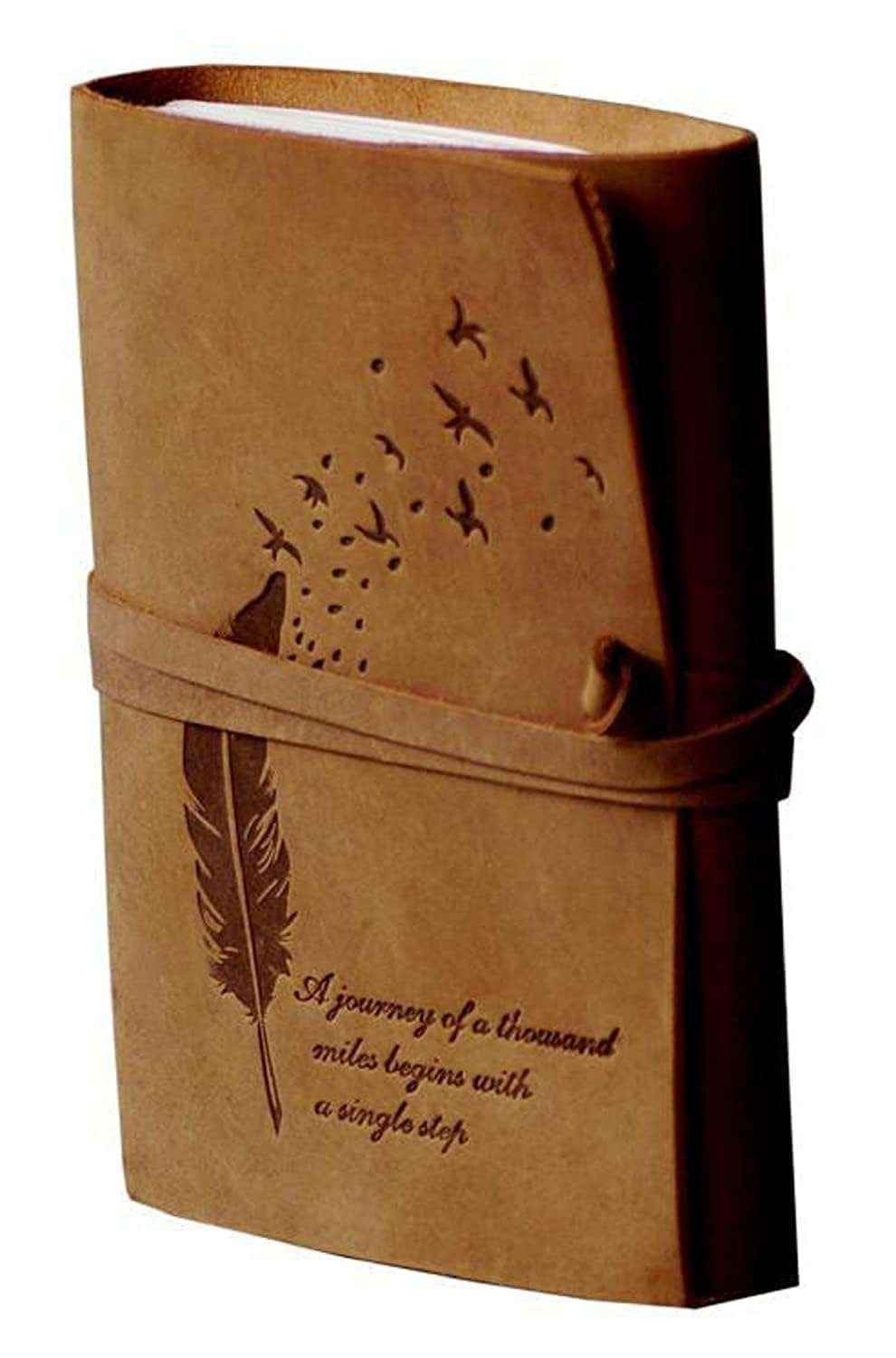 Leather Journal Diary with Premium Antique String Closure vintage Journal handmade 200 pages white unruled|travel Diary|personal journal -4