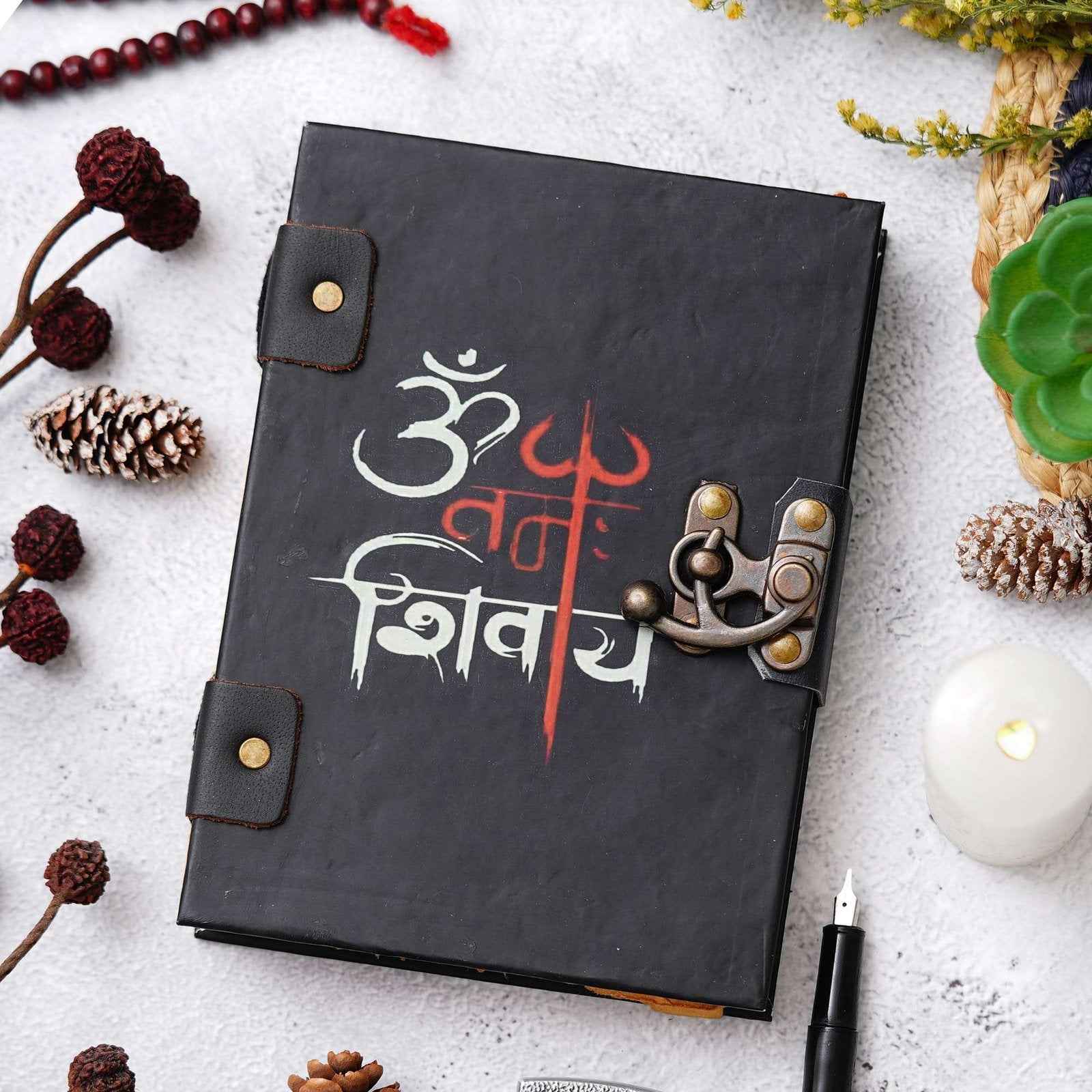 Handmade Printed Cardboard Journal Diary with Buckle Lock-200 Pages Notepad For Men and Women -8