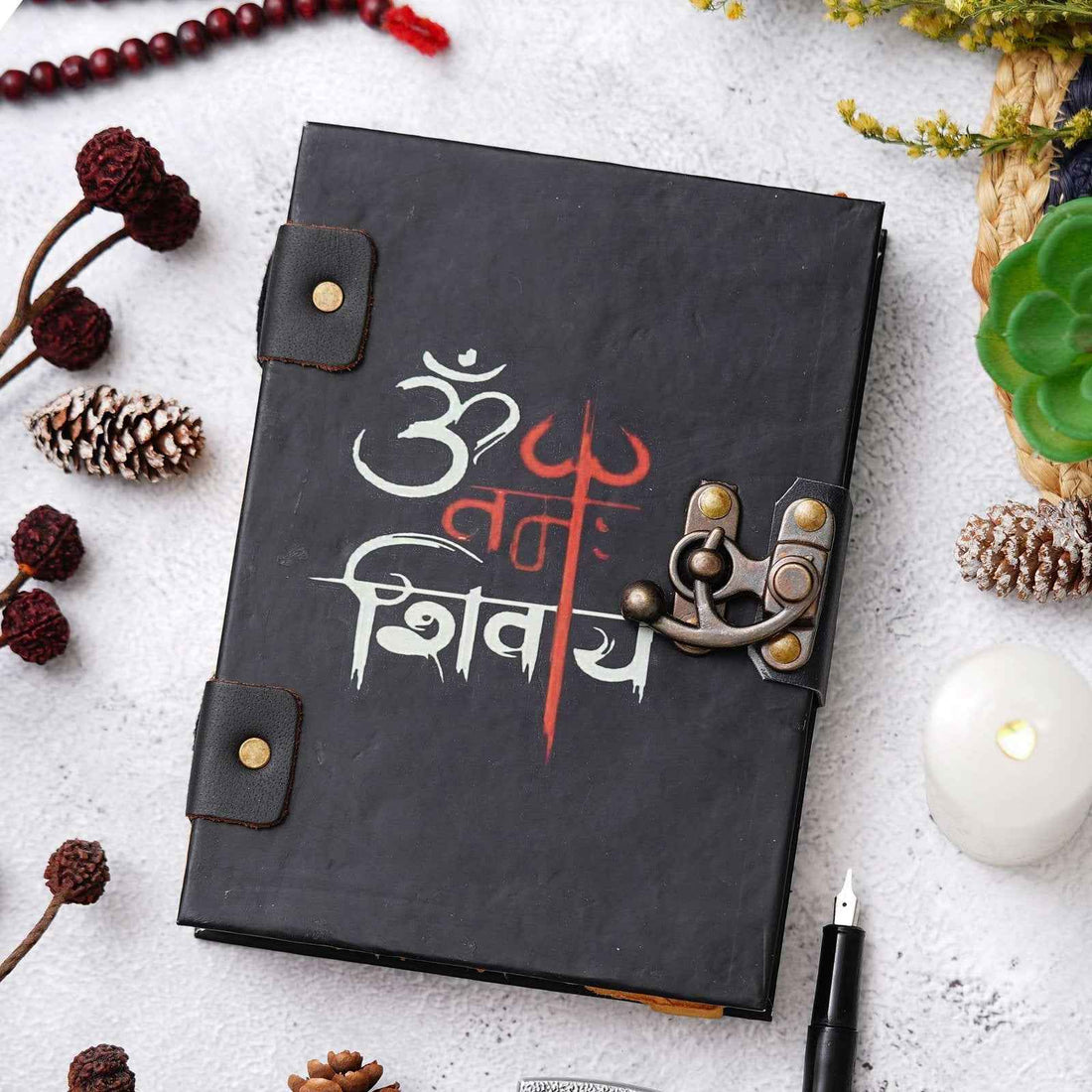 Handmade Printed Cardboard Journal Diary with Buckle Lock-200 Pages Notepad For Men and Women -8