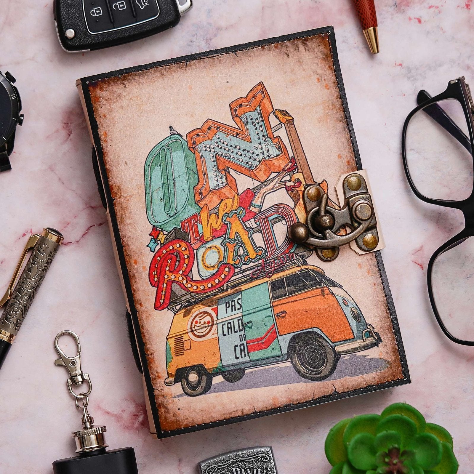 Vintage Handmade Genuine Leather Journal-Premium Antique Lock Closure-200 Handmade White Pages -30 - Navkar Handicrafts