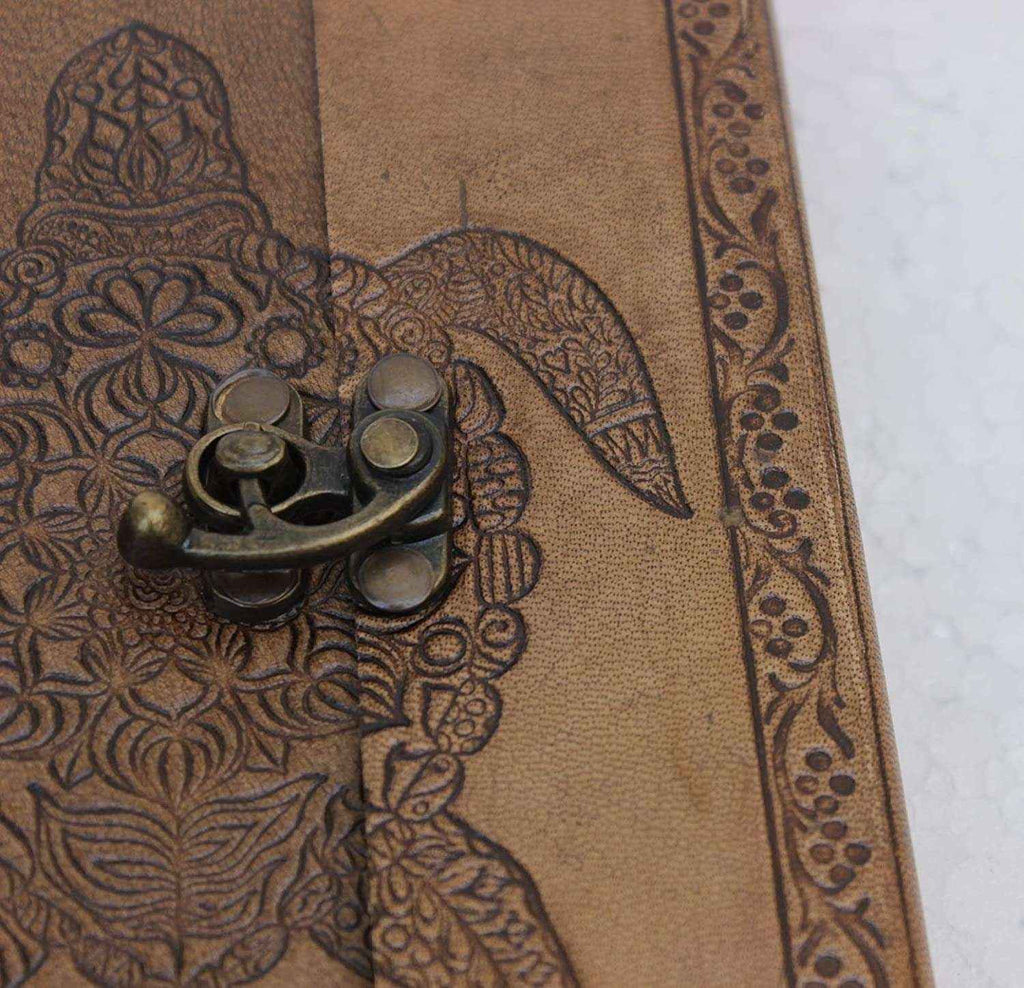 Leather Journal Diary with metal lock vintage Journal handmade 200 pages white unruled|travel Diary|personal journal -15