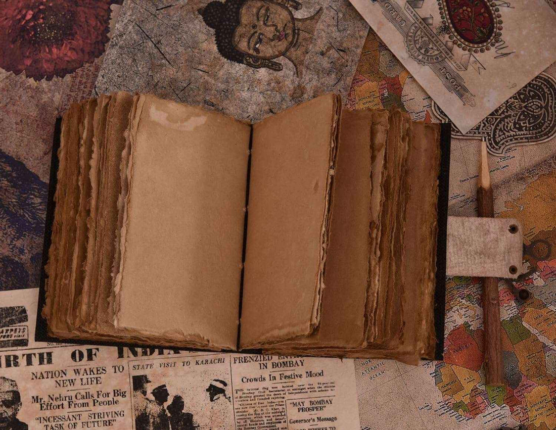 Genuine Leather Diary-Vintage Handmade Leather Journal-Premium Antique LOCK Closure-200 Handmade Deckle Edge Antique Pages -1