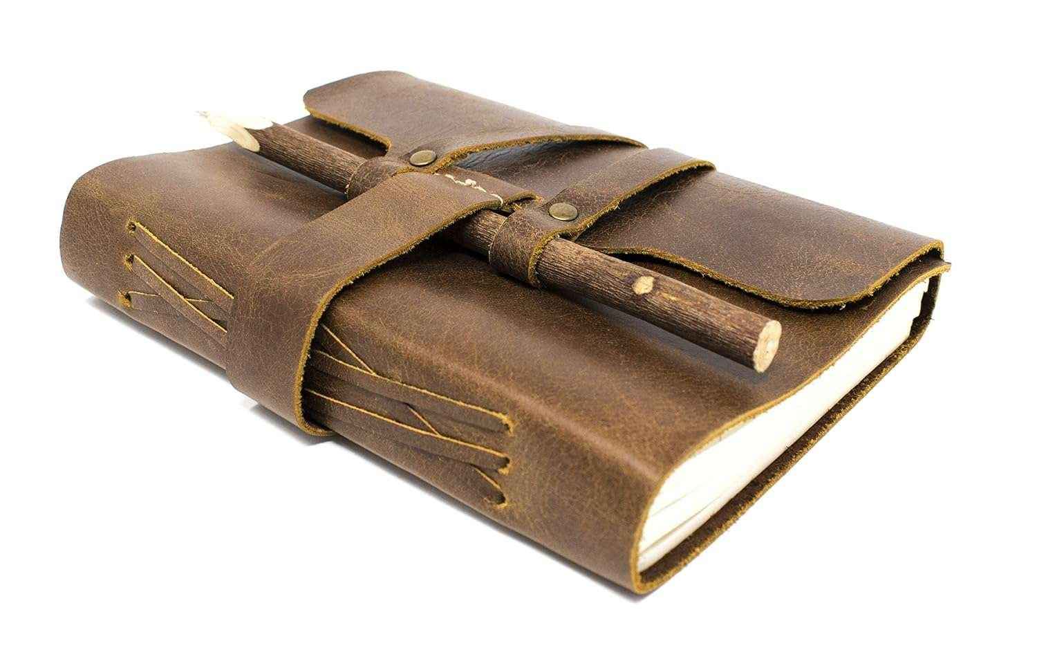 Leather Journal Diary with Premium Antique String Closure vintage Journal handmade 200 pages white unruled|travel Diary|personal journal -1
