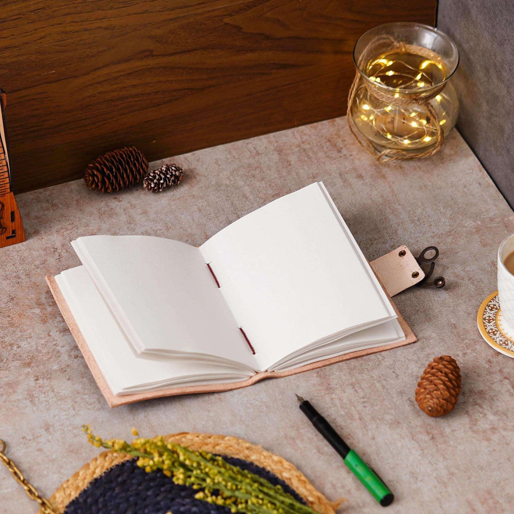 Vintage Handmade Genuine Leather Journal-Premium Antique Lock Closure-200 Handmade White Pages -18 - Navkar Handicrafts