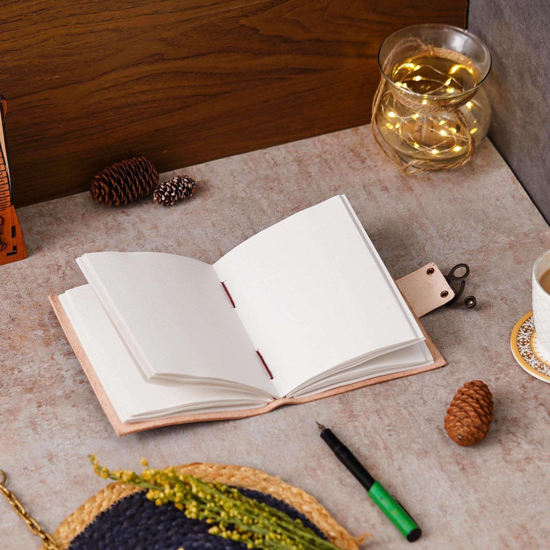Vintage Handmade Genuine Leather Journal-Premium Antique Lock Closure-200 Handmade White Pages -18 - Navkar Handicrafts