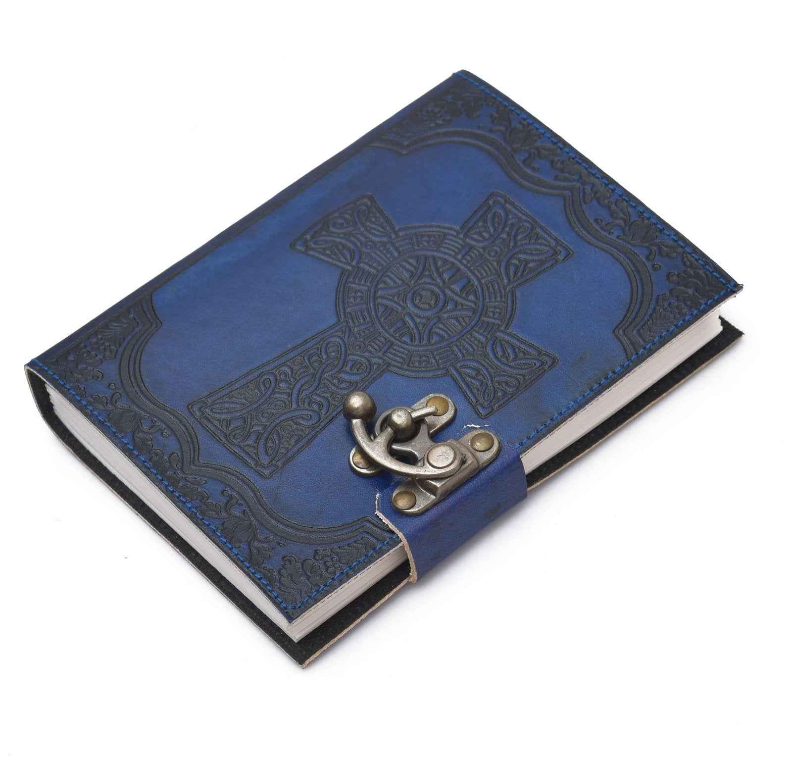 Leather Journal Diary with metal lock vintage Journal handmade 200 pages white unruled|travel Diary|personal journal -10