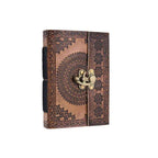 Leather Journal Diary with metal lock vintage Journal handmade 200 pages white unruled|travel Diary|personal journal -6