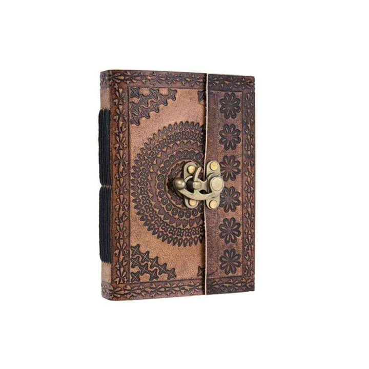 Leather Journal Diary with metal lock vintage Journal handmade 200 pages white unruled|travel Diary|personal journal -6