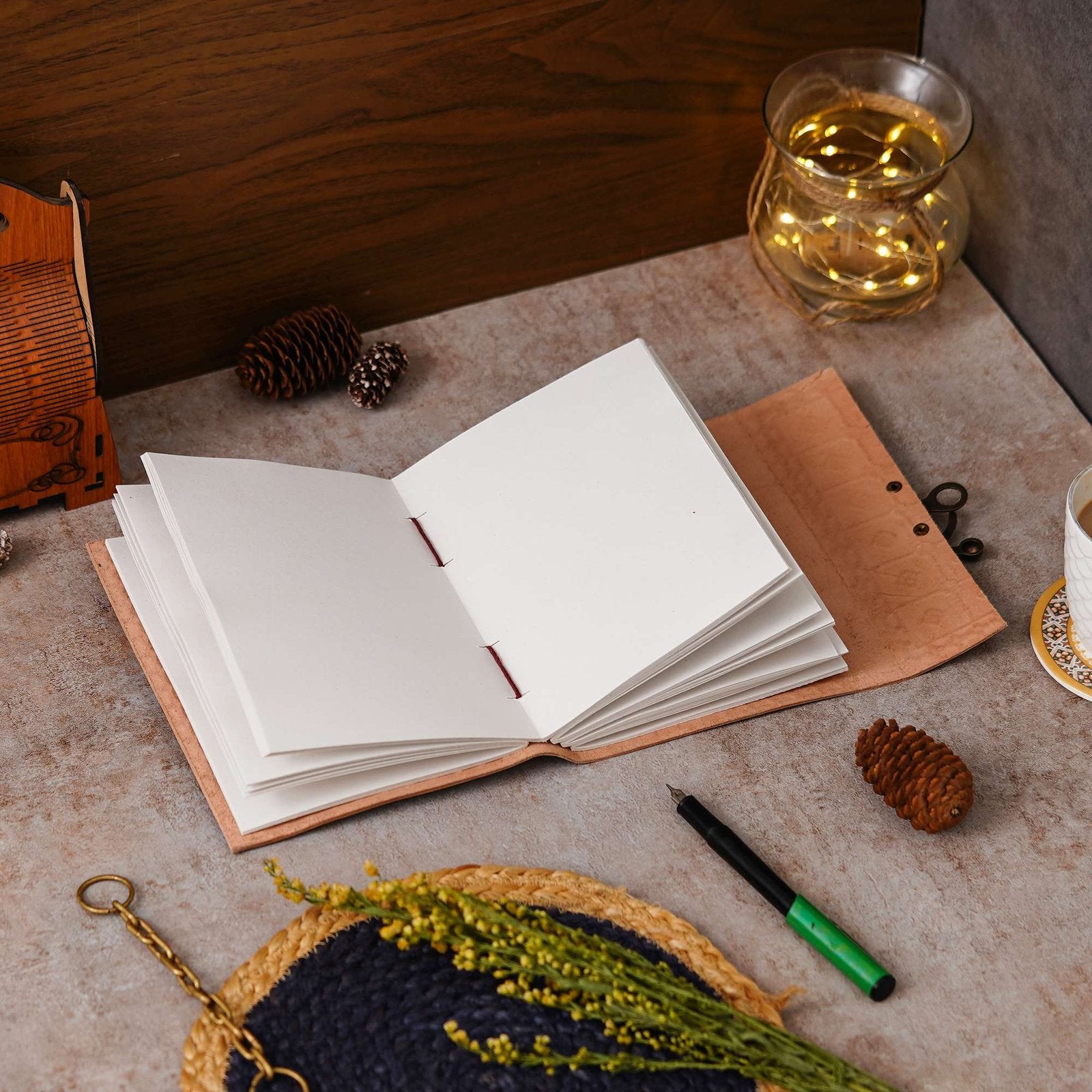 Vintage Handmade Genuine Leather Journal-Premium Antique Lock Closure-200 Handmade White Pages -4 - Navkar Handicrafts