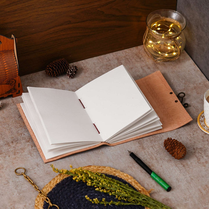 Vintage Handmade Genuine Leather Journal-Premium Antique Lock Closure-200 Handmade White Pages -4 - Navkar Handicrafts