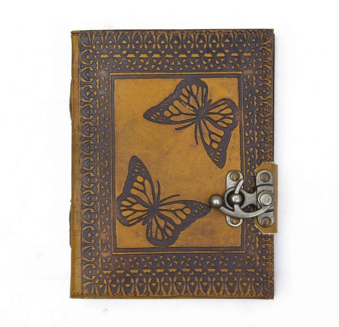 Leather Journal Diary with metal lock vintage Journal handmade 200 pages white unruled|travel Diary|personal journal -9