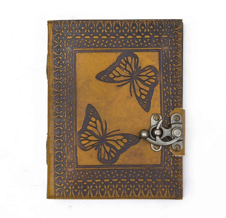 Leather Journal Diary with metal lock vintage Journal handmade 200 pages white unruled|travel Diary|personal journal -9