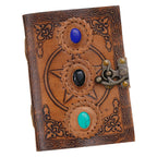 Vintage Handmade Genuine Leather Journal-Premium Antique Lock Closure-200 Handmade White Pages -1 - Navkar Handicrafts