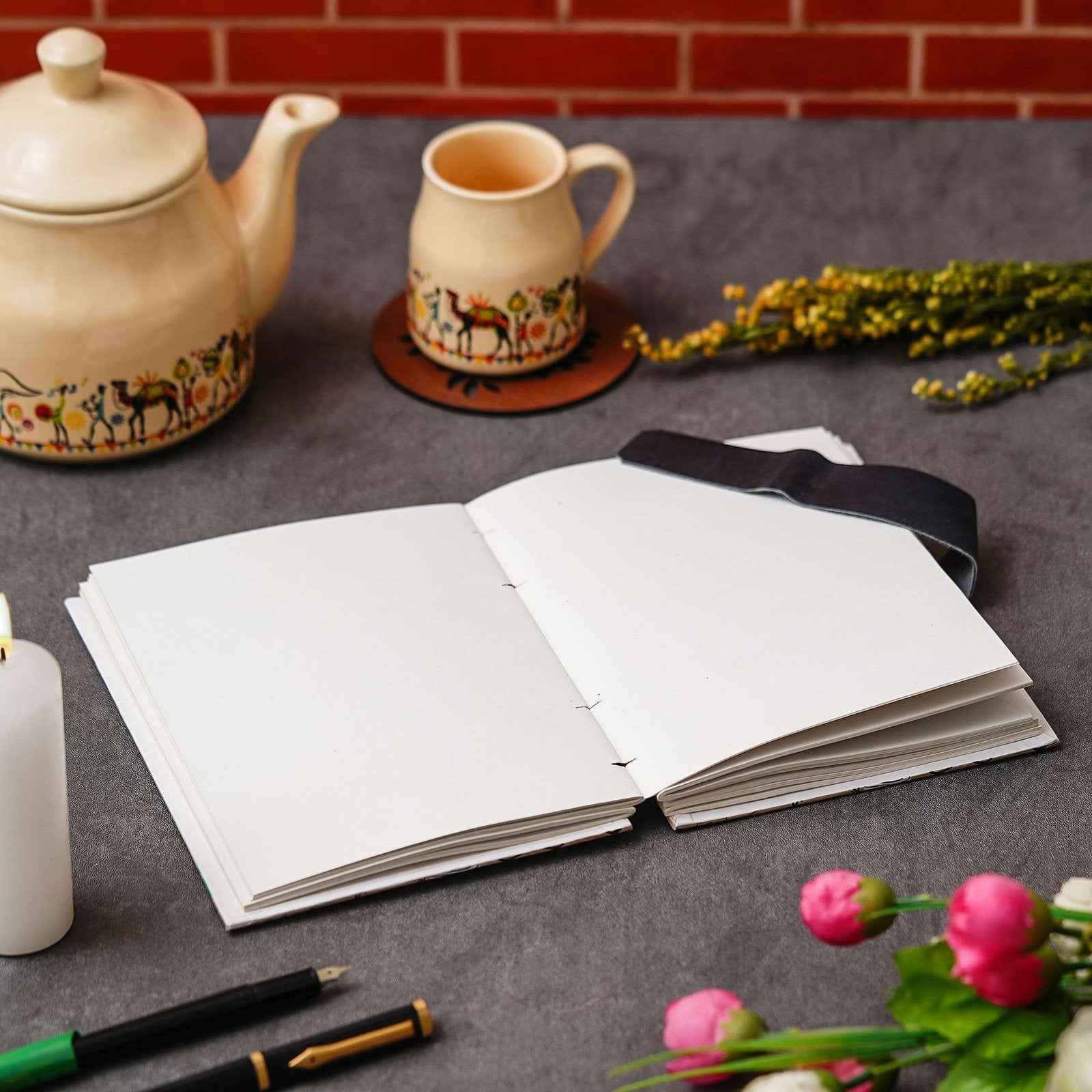 Handmade Classic Printed Cardboard Writing Diary for Different Purposes String Closure -1