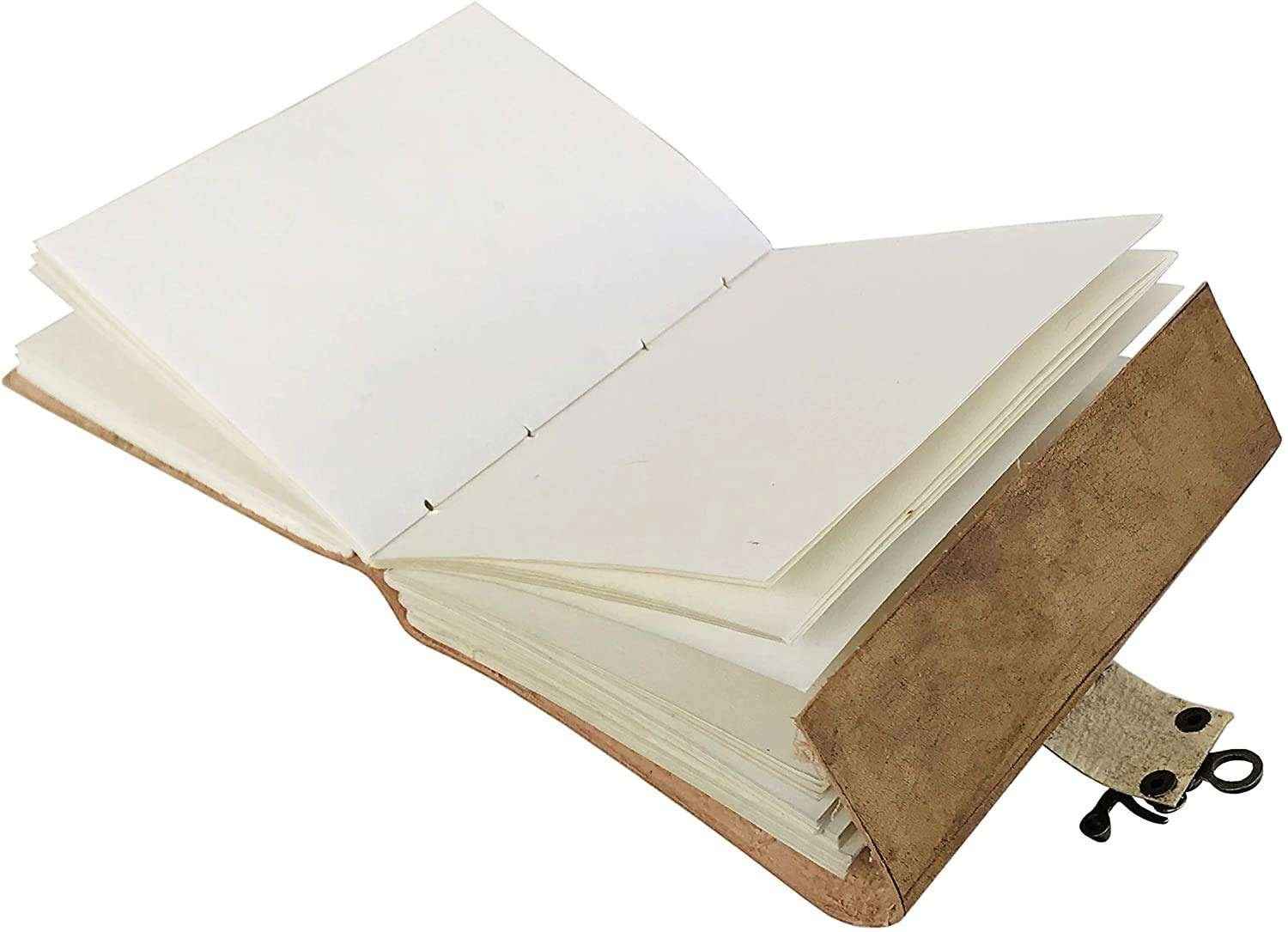 Leather Journal Diary with metal lock vintage Journal handmade 200 pages white unruled|travel Diary|personal journal -8