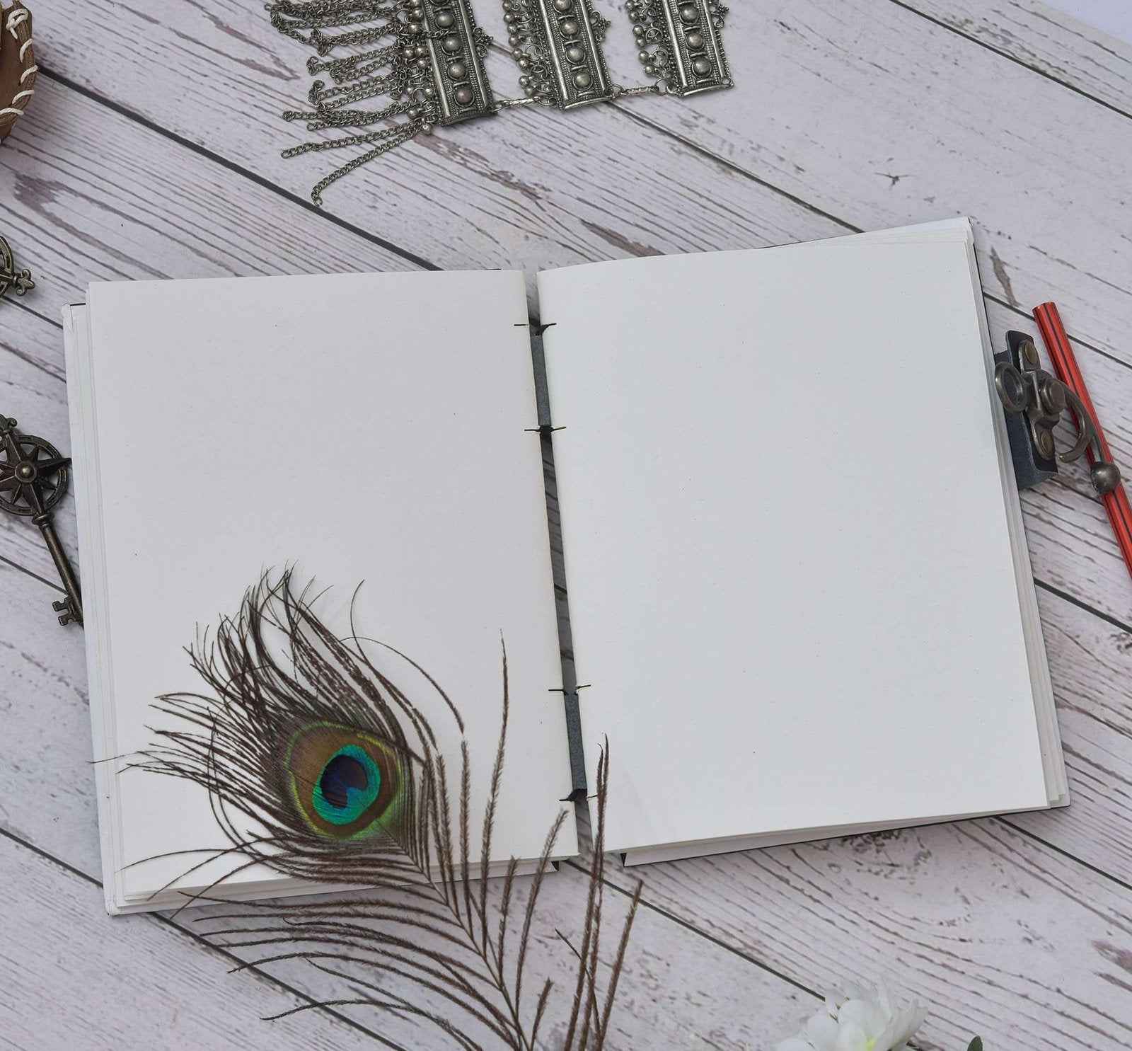 Leather Journal Diary with metal lock vintage Journal handmade 200 pages white unruled|travel Diary|personal journal -2
