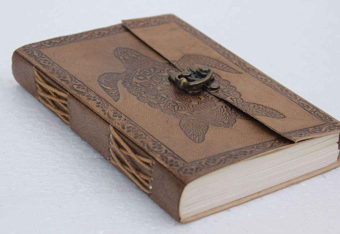 Leather Journal Diary with metal lock vintage Journal handmade 200 pages white unruled|travel Diary|personal journal -15