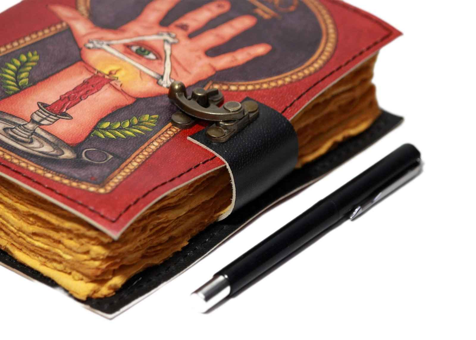 Genuine Leather Diary-Vintage Handmade Leather Journal-Premium Antique LOCK Closure-200 Handmade Deckle Edge Antique Pages -13