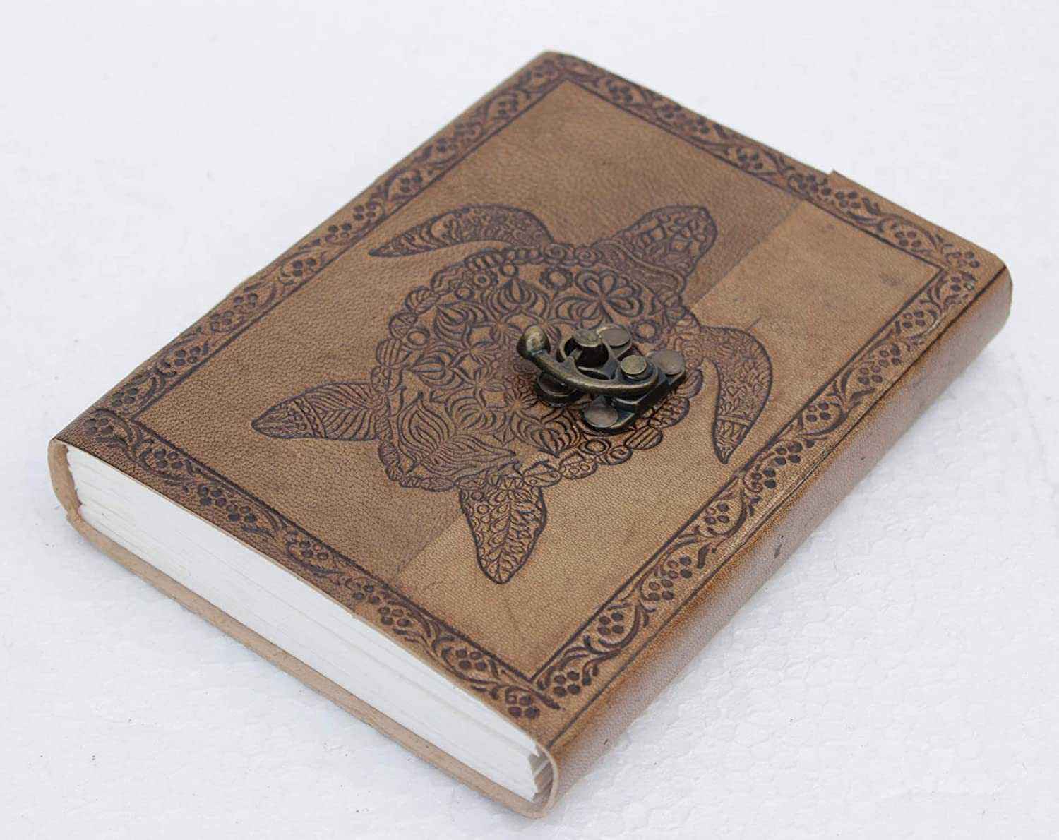 Leather Journal Diary with metal lock vintage Journal handmade 200 pages white unruled|travel Diary|personal journal -15