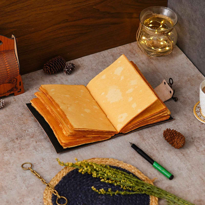 Vintage Handmade Genuine Leather Journal-Premium Antique Lock Closure-200 Handmade Brown Pages -3