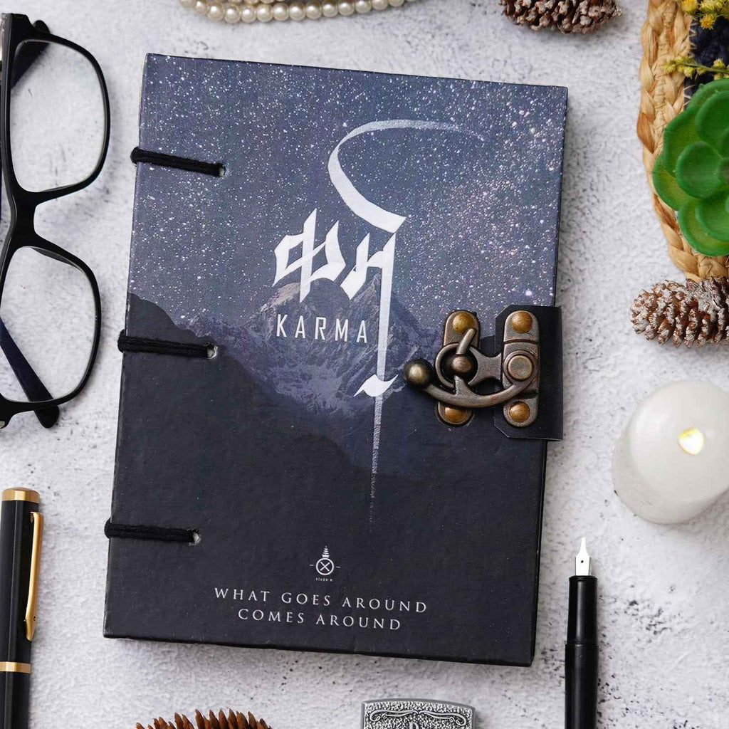 Handmade Printed Cardboard Journal Diary with Buckle Lock-200 Pages Notepad For Men and Women -6