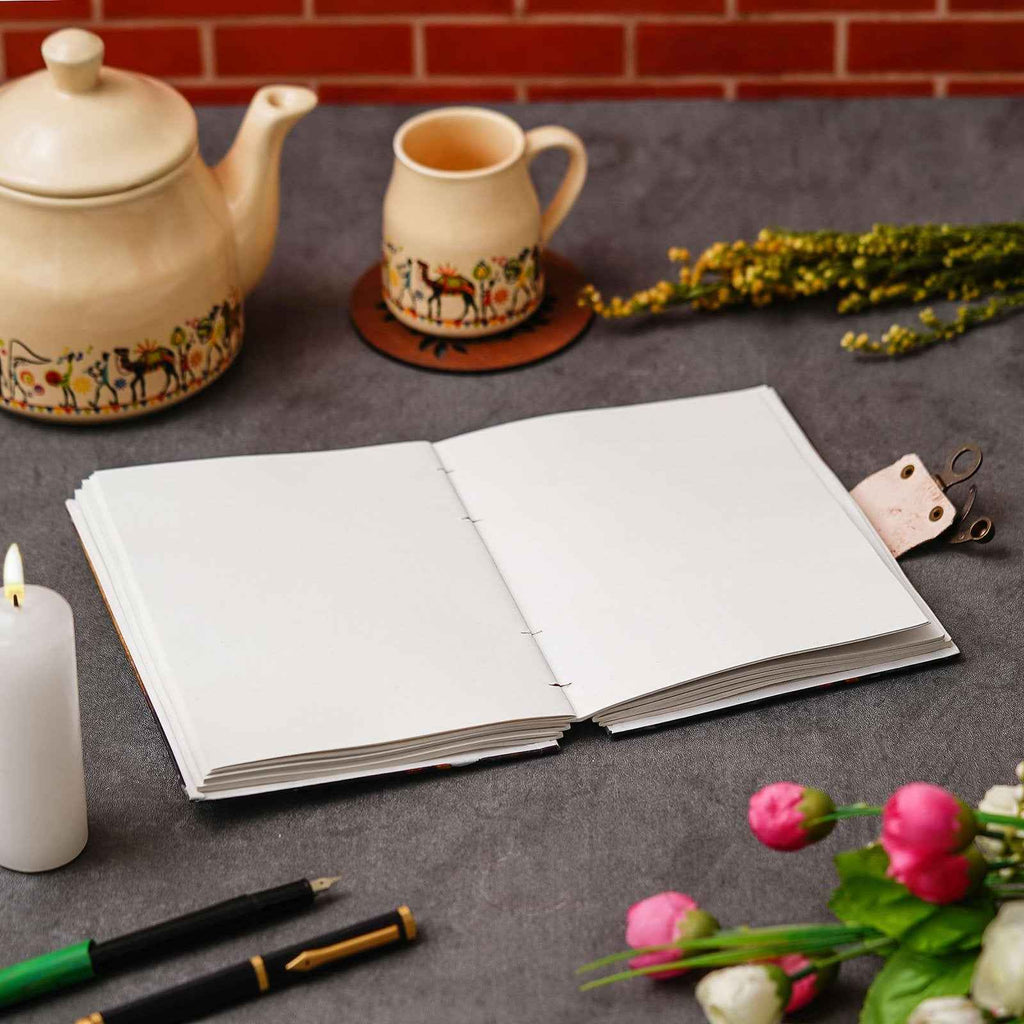 Handmade Printed Cardboard Journal Diary with Buckle Lock-200 Pages Notepad For Men and Women -13