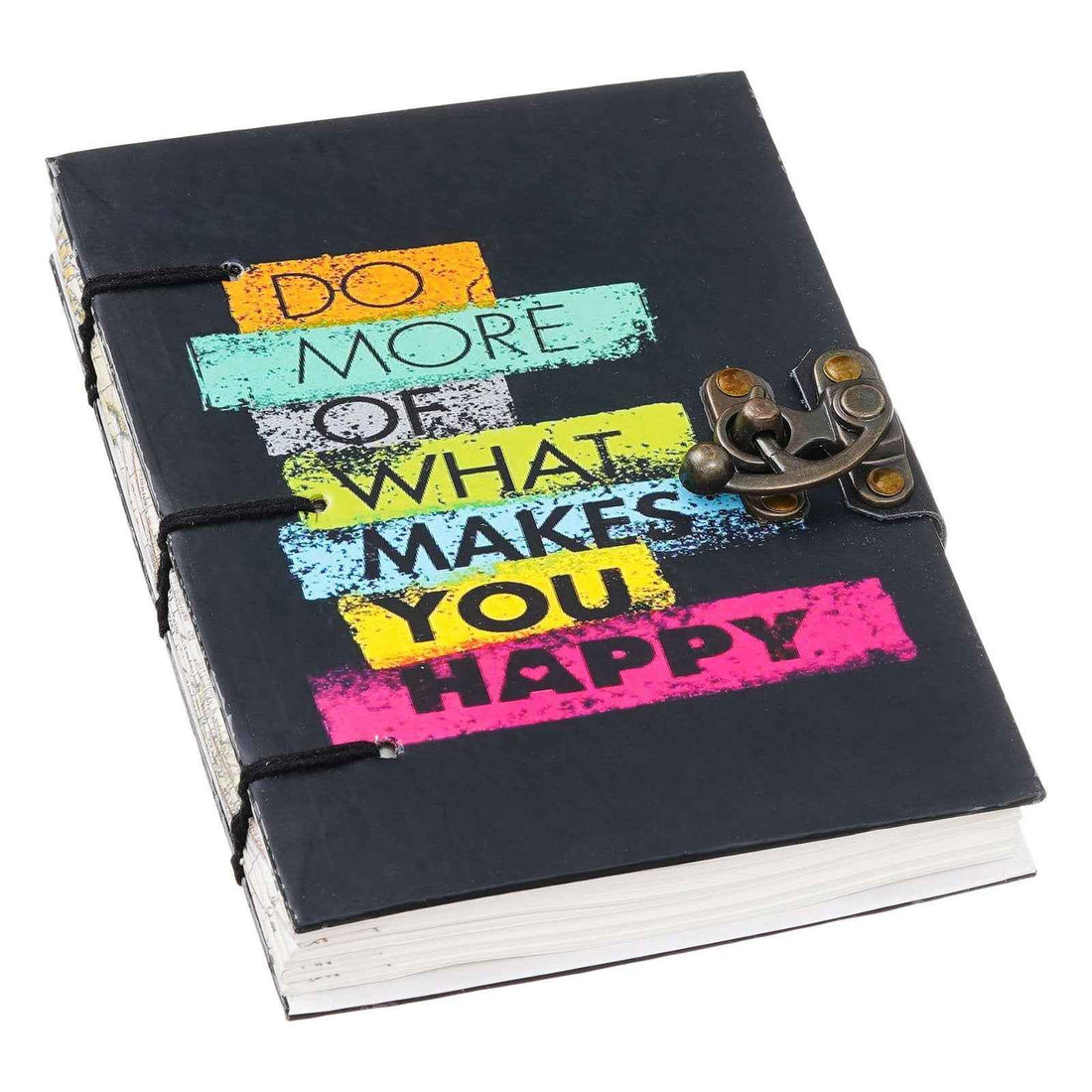 Handmade Printed Cardboard Journal Diary with Buckle Lock-200 Pages Notepad For Men and Women -15