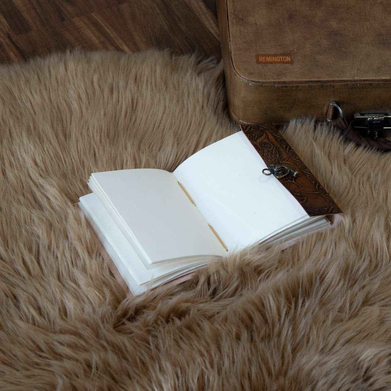 Leather Journal Diary with metal lock vintage Journal handmade 200 pages white unruled|travel Diary|personal journal -3