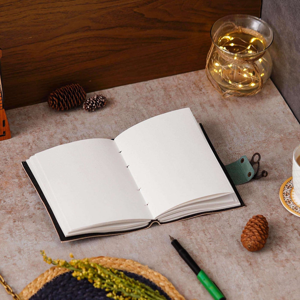 Vintage Handmade Genuine Leather Journal-Premium Antique Lock Closure-200 Handmade White Pages -39 - Navkar Handicrafts