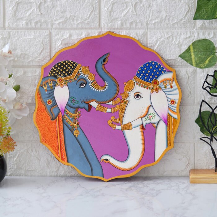 Handcrafted Pichwai Wall Plate-Traditional Cow-Bell Design (12x12 Inches)