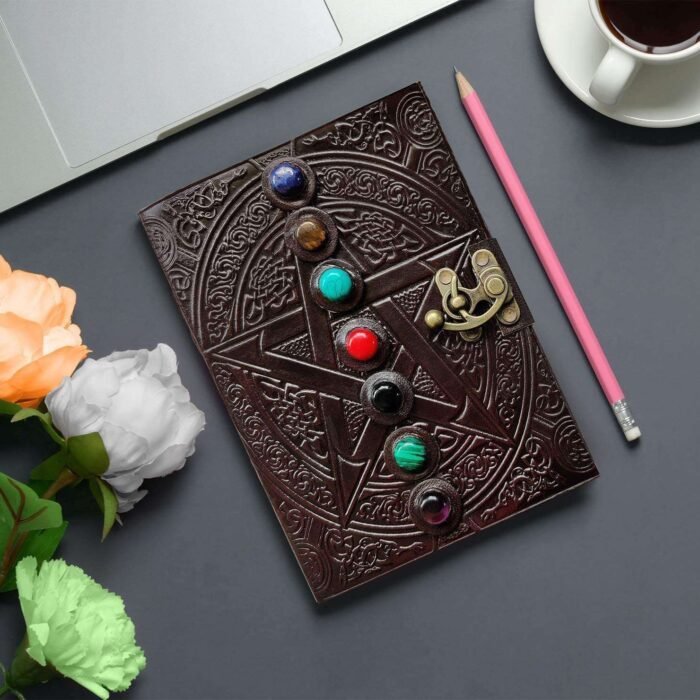 Leather Journal Diary with metal lock vintage Journal handmade 200 pages white unruled|travel Diary|personal journal -16