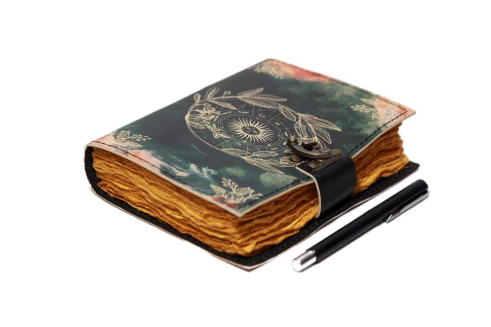 Genuine Leather Diary-Vintage Handmade Leather Journal-Premium Antique LOCK Closure-200 Handmade Deckle Edge Antique Pages -7 - Image 6