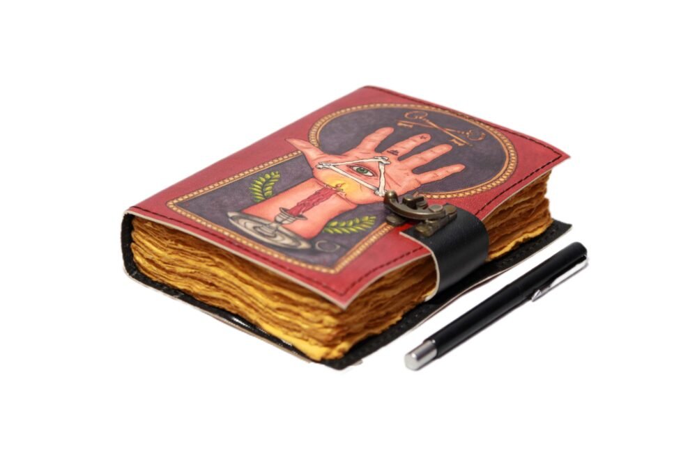 Genuine Leather Diary-Vintage Handmade Leather Journal-Premium Antique LOCK Closure-200 Handmade Deckle Edge Antique Pages -13 - Image 5