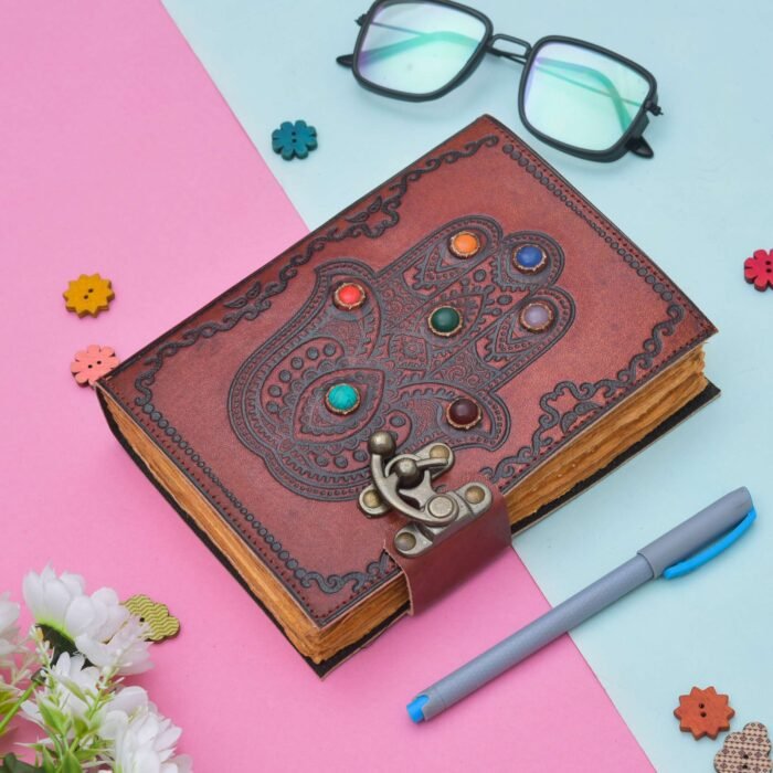Genuine Leather Diary-Vintage Handmade Leather Journal-Premium Antique LOCK Closure-200 Handmade Deckle Edge Antique Pages -18