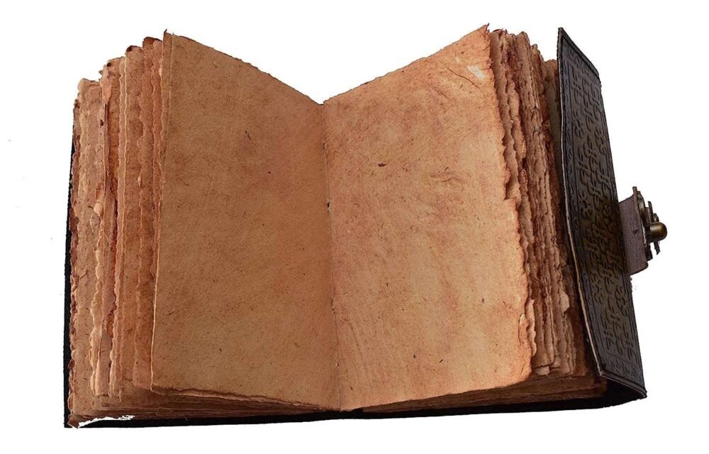 Genuine Leather Diary-Vintage Handmade Leather Journal-Premium Antique LOCK Closure-200 Handmade Deckle Edge Antique Pages -10 - Image 5