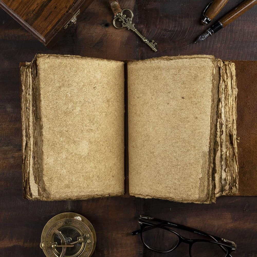 Genuine Leather Diary-Vintage Handmade Leather Journal-Premium Antique Key Closure-200 Handmade Deckle Edge Antique Pages - Image 2
