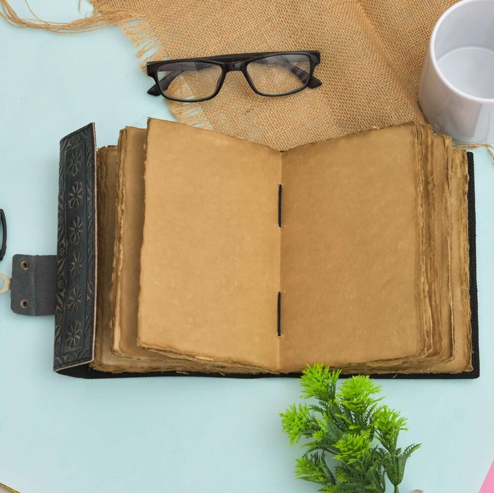 Genuine Leather Diary-Vintage Handmade Leather Journal-Premium Antique LOCK Closure-200 Handmade Deckle Edge Antique Pages -24 - Image 2