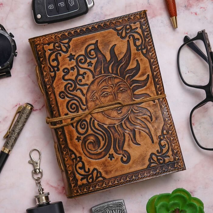 Vintage Handmade Genuine Leather Journal-Premium Antique String Closure-200 Handmade White Pages -3