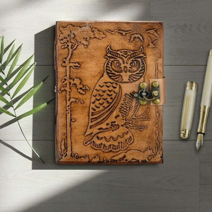 Leather Journal Diary with metal lock vintage Journal handmade 200 pages white unruled|travel Diary|personal journal -7